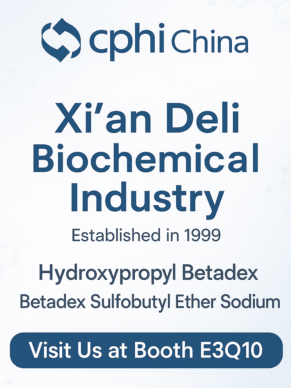 Vista previa de CPHI China 2025: las soluciones de sodio de súldio de hidroxipropil betadex y sulfobutyl toman el centro del escenario en el stand de Xi’an Deli E3Q10